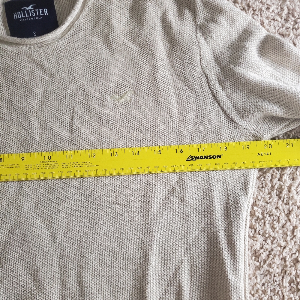 Hollister Men's Beige Cream Long Sleeve Knit Shirt Size Small - Picture 6 of 8